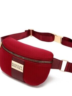 Badgley Mischka Sage Burgandy Suba Waist Bag / Fanny Pack With Gold Hardware.